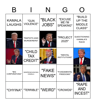 * KAMALA  VS  TRUMP * Bingo Card