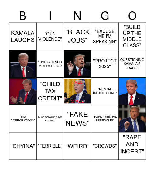 * KAMALA  VS  TRUMP * Bingo Card