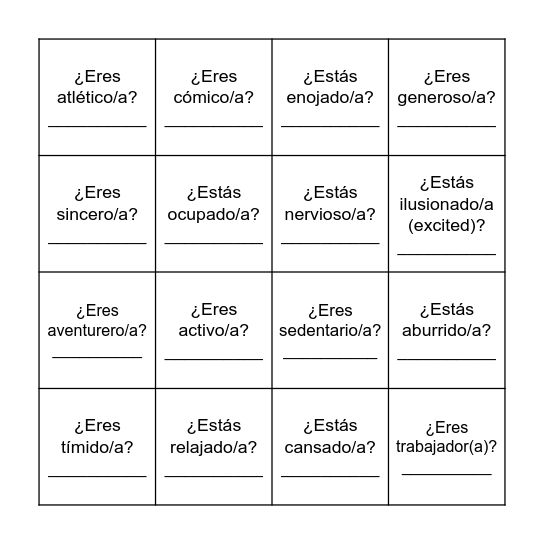 Encuentra a alguien que... Bingo Card