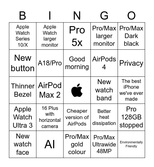 Apple Autumn Event Bingo Card