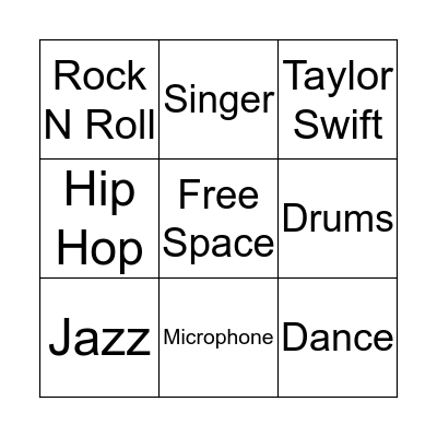 Musical Bingo Card