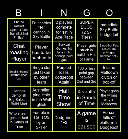 MCC BINGO :) Bingo Card