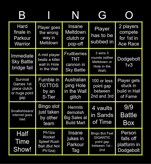 MCC BINGO :) Bingo Card