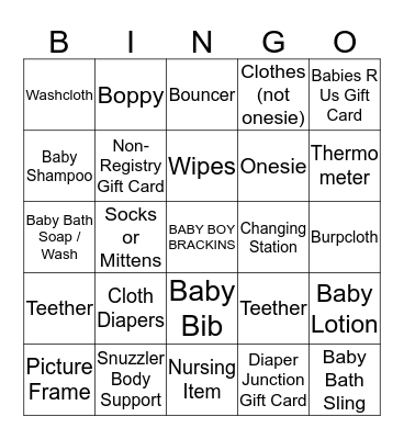 Kristen Brackins' Baby Boy Bingo! Bingo Card