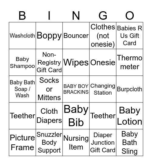 Kristen Brackins' Baby Boy Bingo! Bingo Card