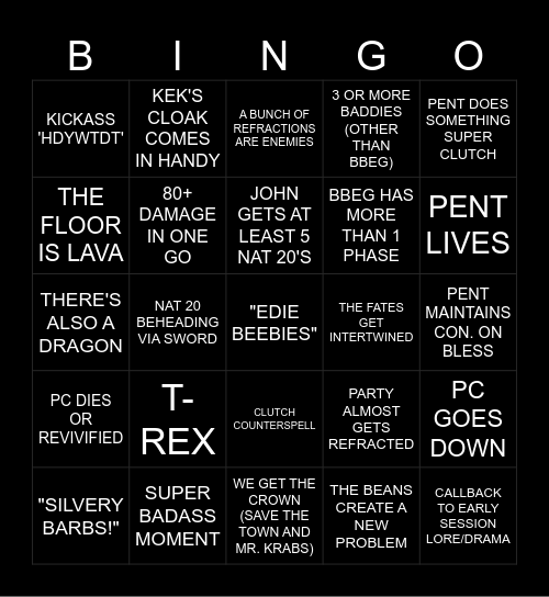 FINAL BATTLE BINGO Card