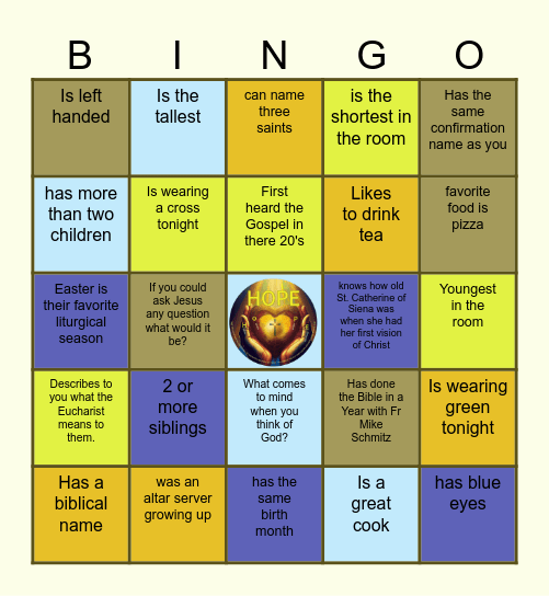 HOPE Bingo Card