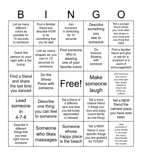 Self-Care Bingo Card