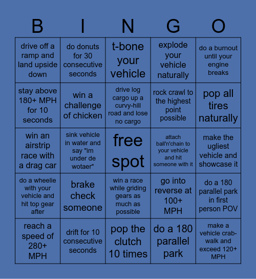 BeamMp Bingo Card