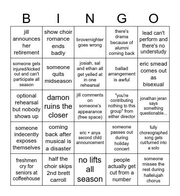 Carroll Show Choirs 24-25 Bingo Card