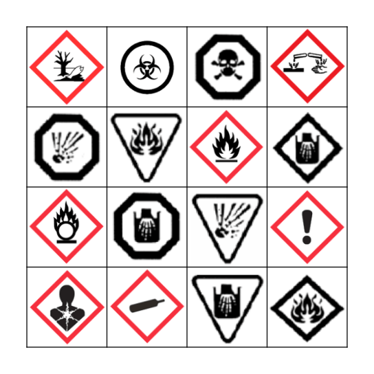 SAFETY SYMBOLS BINGO Card