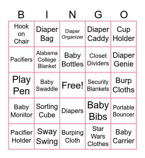 Baby Gift Bingo Card