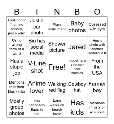 DATING APP BINGO Card