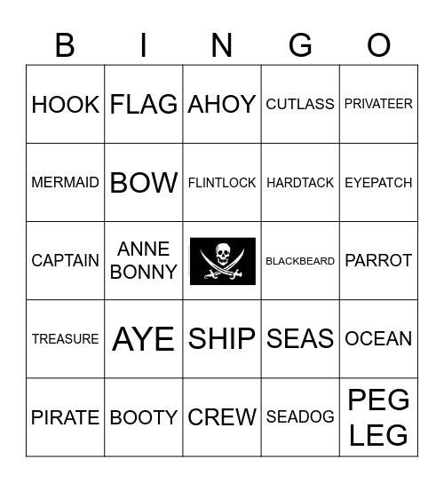 PIRATE Bingo Card