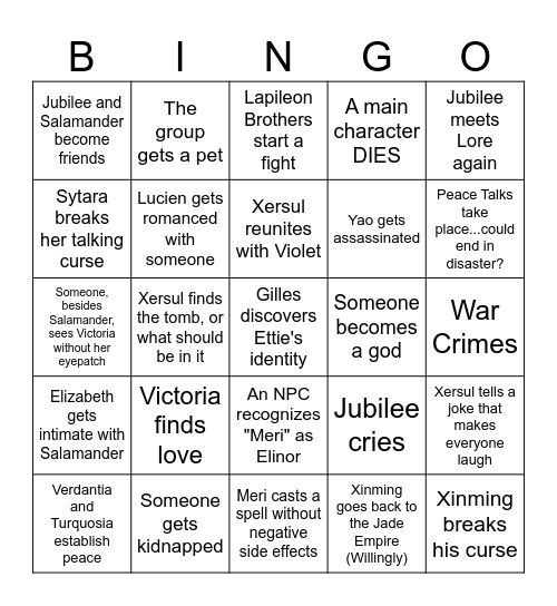 Isles of Lunaria Bingo Card