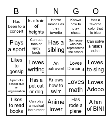 Are u this person? Bingo Card