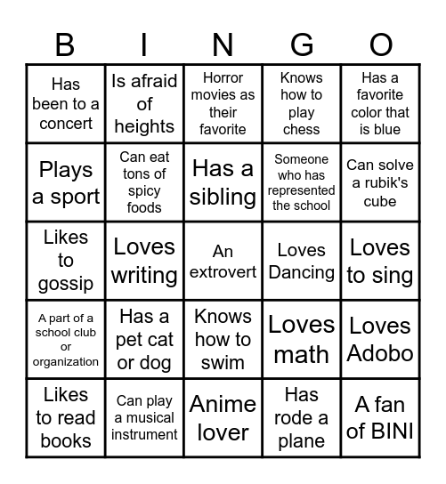 Are u this person? Bingo Card