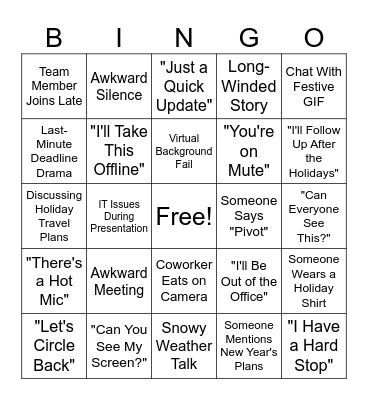 Office Meeting Bingo Card