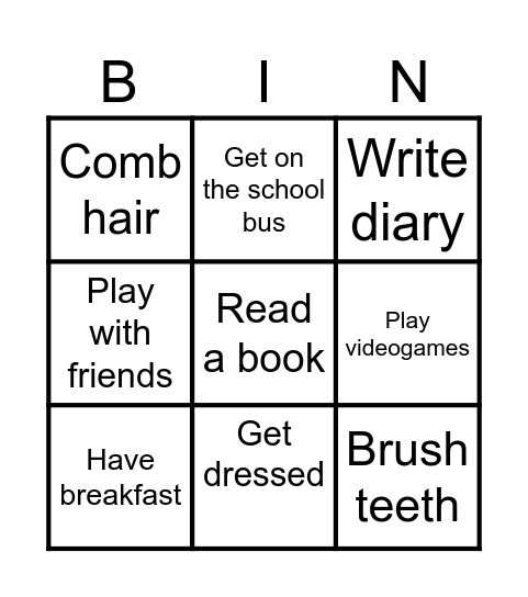 Daily Routines Bingo Card