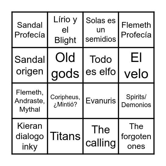 Felix preguntas DA Bingo Card