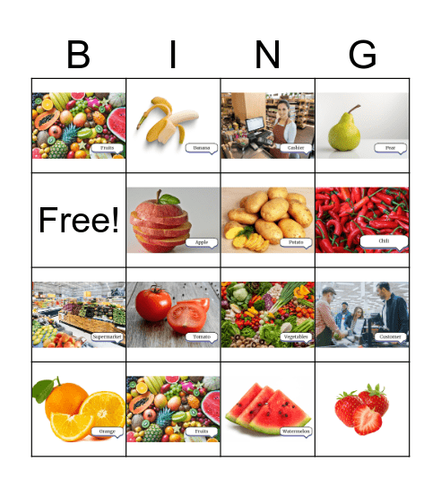 Ole Supermarket Shopping Bingo Card