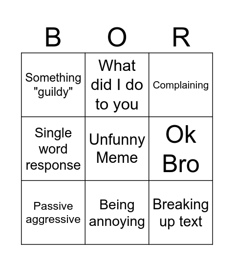 Mini NG Bor-go Bingo Card