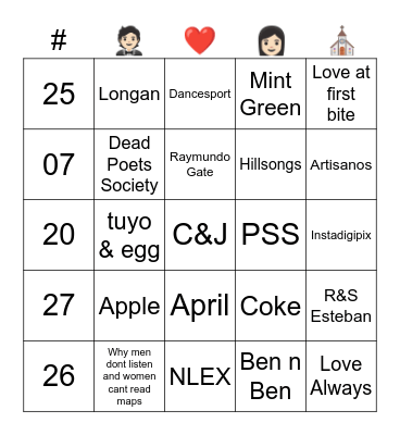 The Estebans' BINGO Card