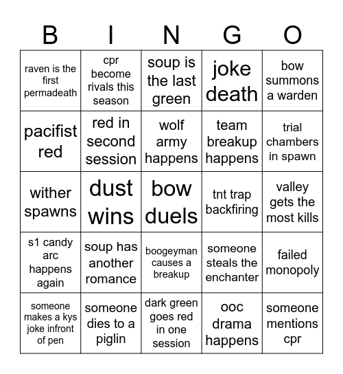 homelife season two Bingo Card