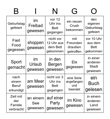 ZURÜCK IN DIE SCHULE Bingo Card