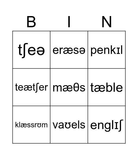 Education Bingo Card