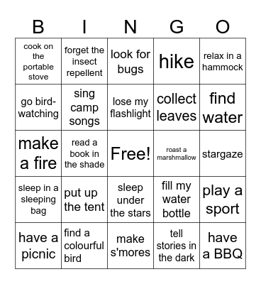 CAMPING WITH FRIENDS Bingo Card