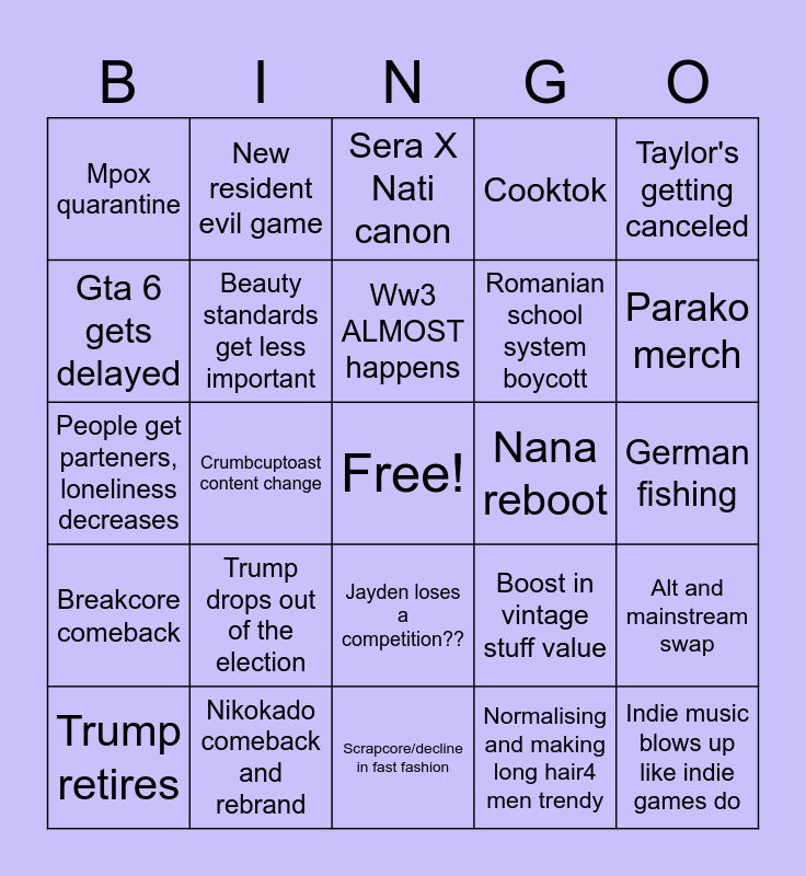 2025 Bingo Card