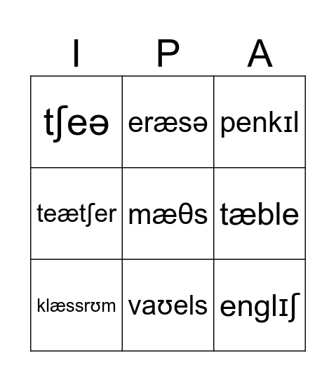 Education Bingo Card