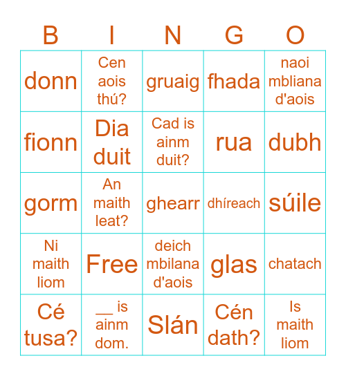 Mé Féin Bingo Card