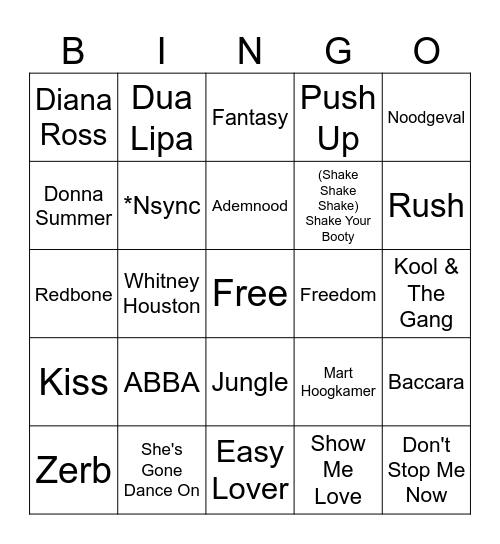 Flora's Disco Bingo Card