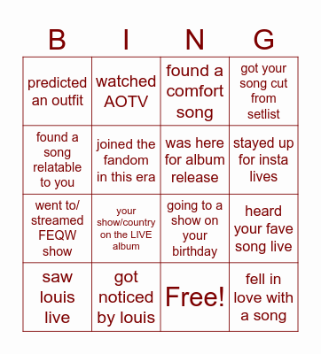 FITF BINGO Card