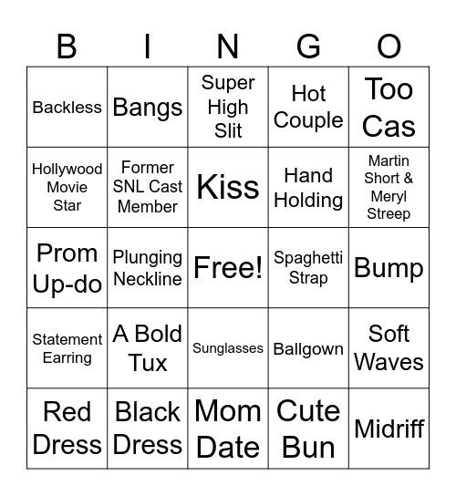 2024 Emmy Red Carpet Bingo Card