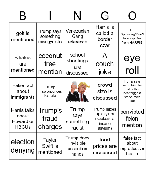 Harris/Trump Debate BINGO! Bingo Card