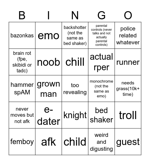 write a letter bingo Card