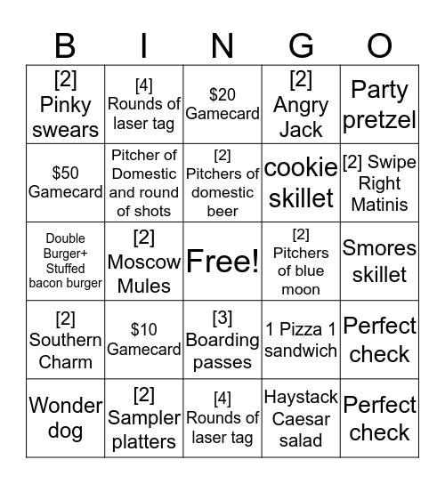 SERVER/BARTENDER  Bingo Card
