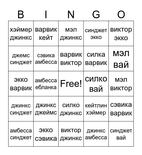 КТО ЧТО С КЕМ Bingo Card