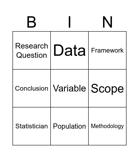 BIN and GO Bingo Card