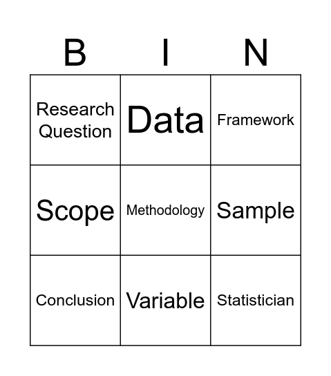 BIN and GO Bingo Card