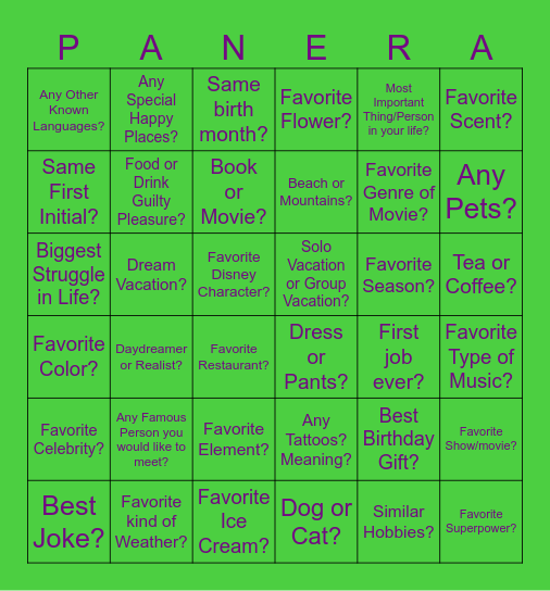 Paner-ingo Bingo Card