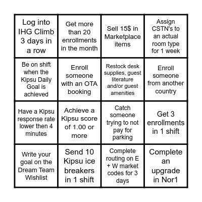 September Bingo Card