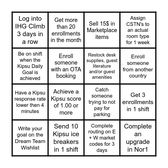 September Bingo Card