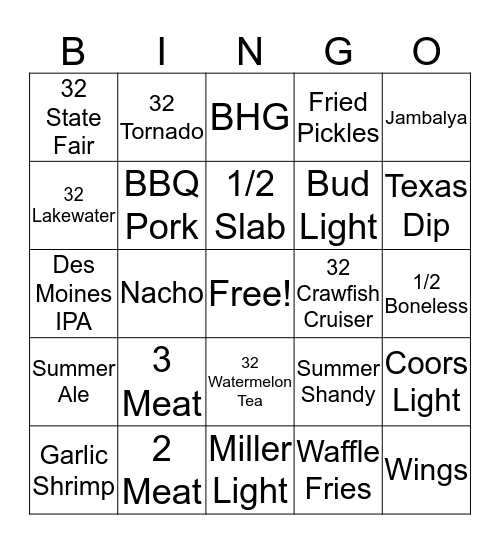 Jethro's Bingo Card