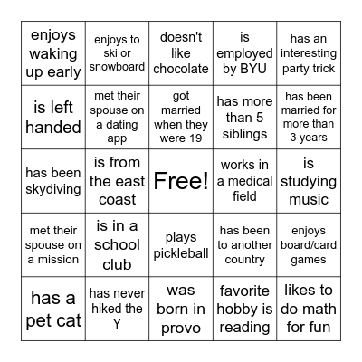 Find someone who... Bingo Card