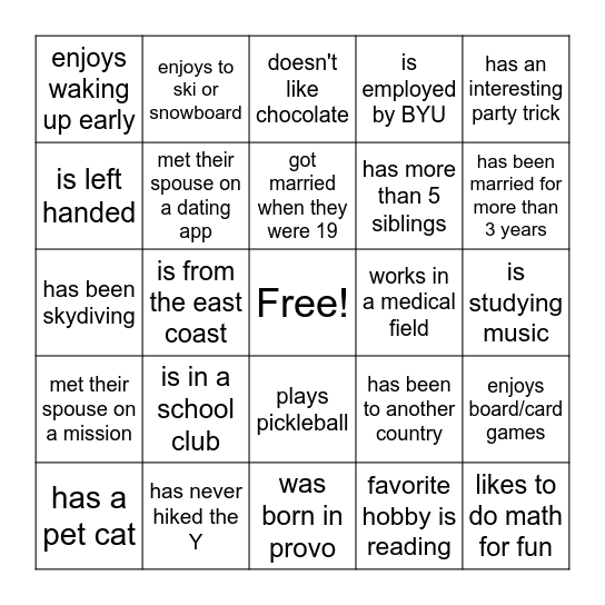 Find someone who... Bingo Card