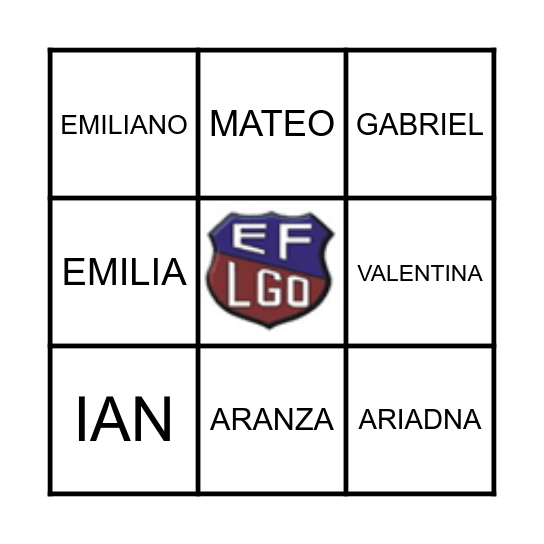 NOMBRES Bingo Card